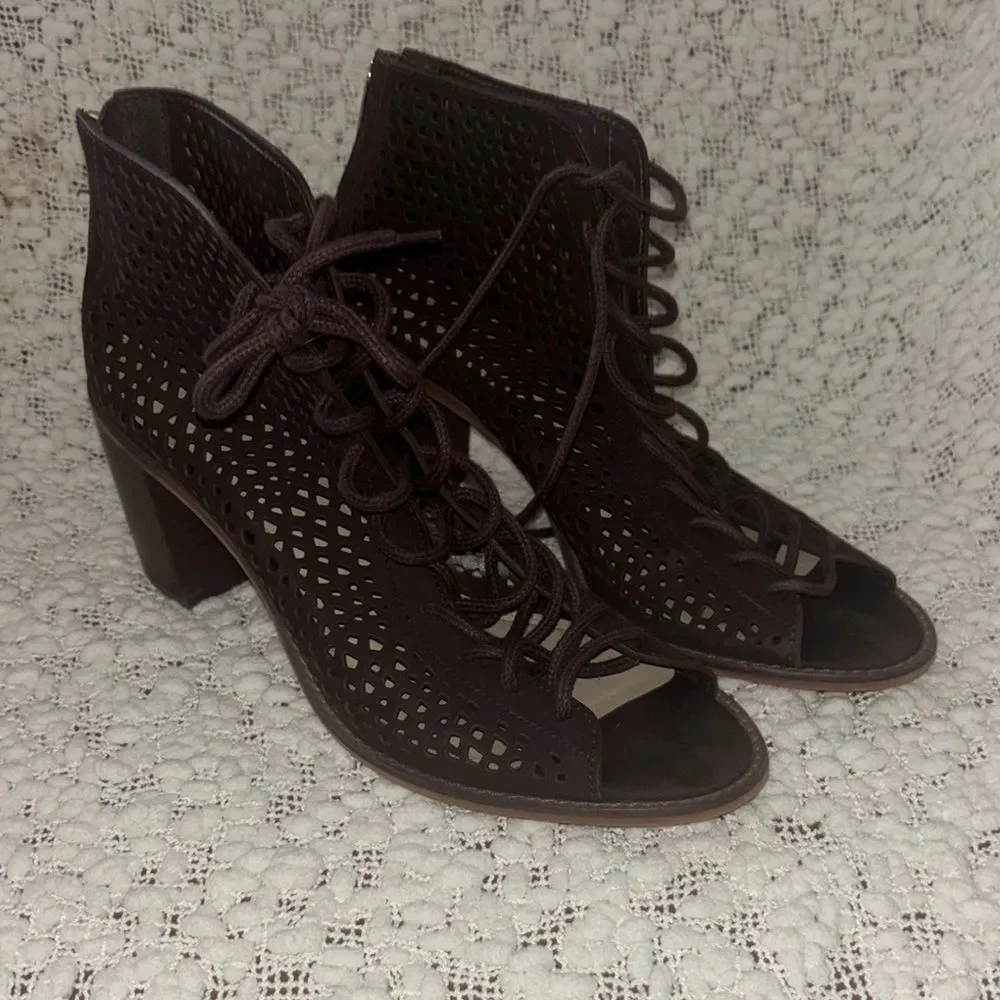Vince Camuto Brown‎ Heeled Perforated Booties